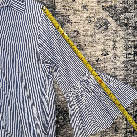 HOLLY SHAE DESIGN | CAROLINE DRESS SEERSUCKER | BELL SLEEVES | BLUE | SZ SMALL - Picture 9 of 13